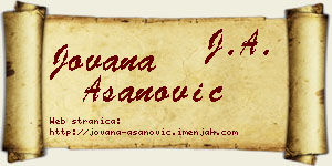 Jovana Asanović vizit kartica